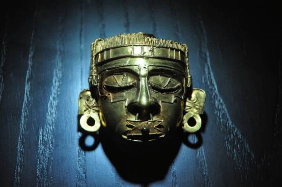 Máscara mortuária zapoteca exposta no Museu de Cultura de Oaxaca, no México